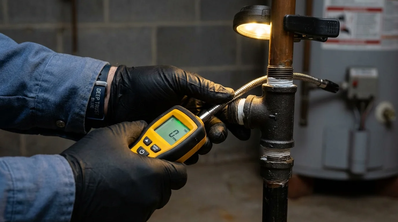 Gas leak detection with electronic sniffer by Johns Plumbing LLC in Holyoke